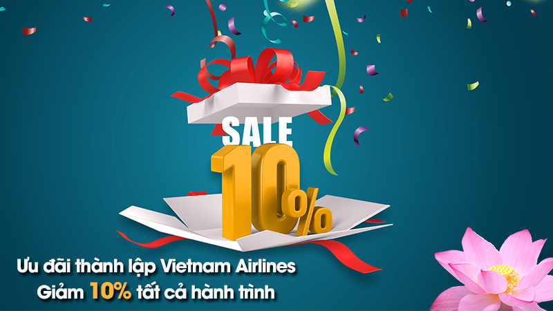 Vietnam Airlines giảm 10% giá vé máy bay kỷ niệm 24 năm thành lập