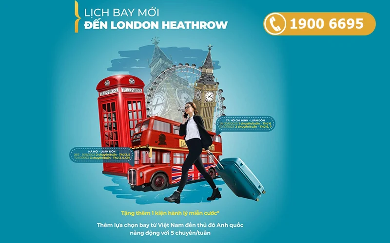 Tăng tần suất chuyến bay đi London Vietnam Airlines