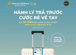 Vietnam Airlines ưu đãi 85% giá hành lý trả trước đi Úc